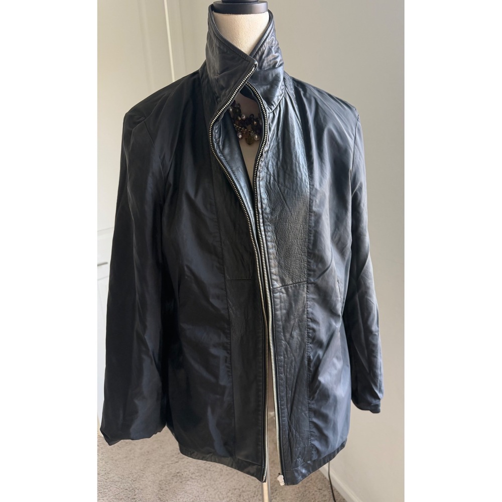 Wilson's Vintage Black Smooth Leather Pelle Studio Zip Up Moto Jacket Sz XL - Picture 8 of 10